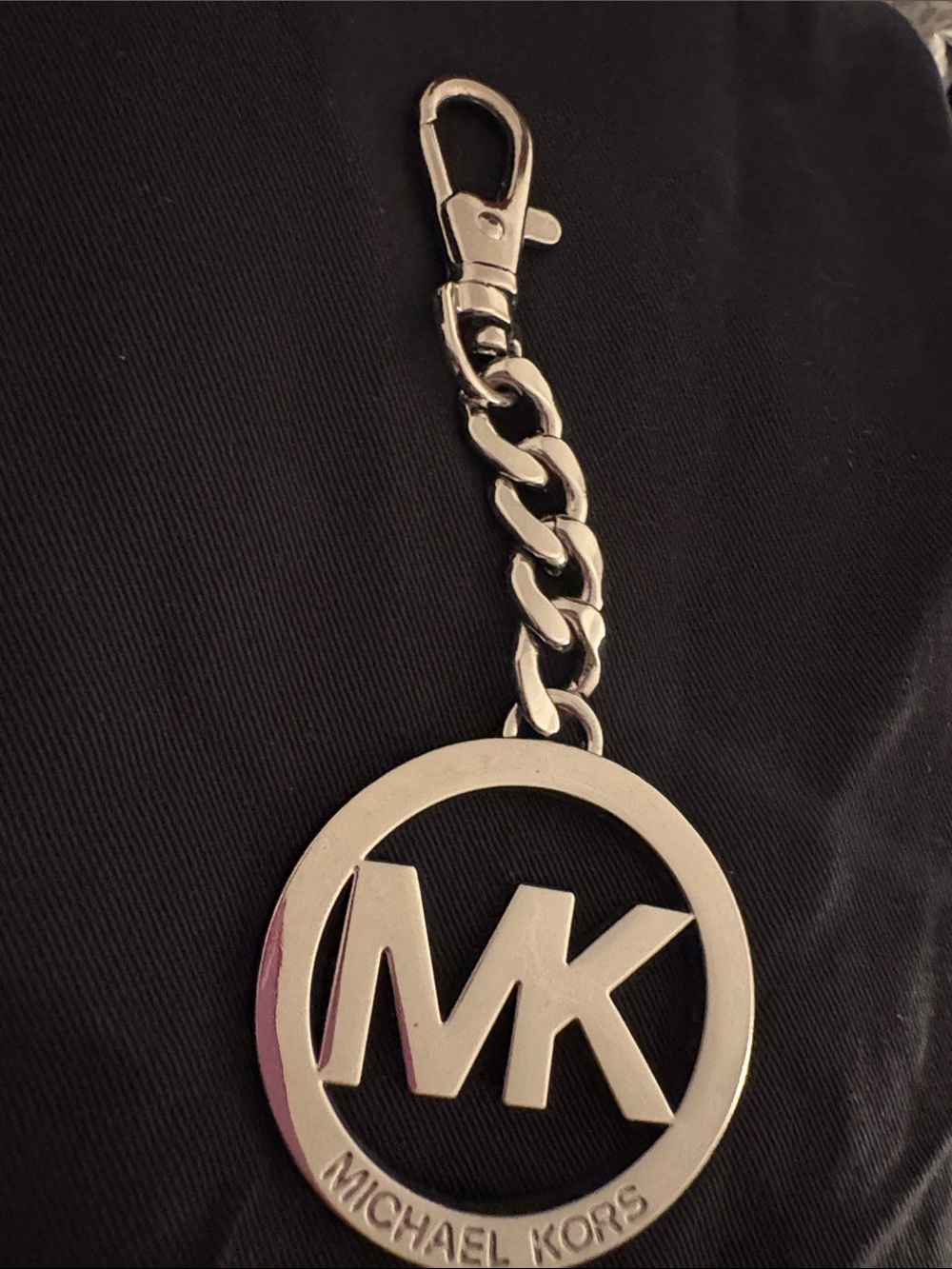Michael Kors Silver MK Round Logo Keychain